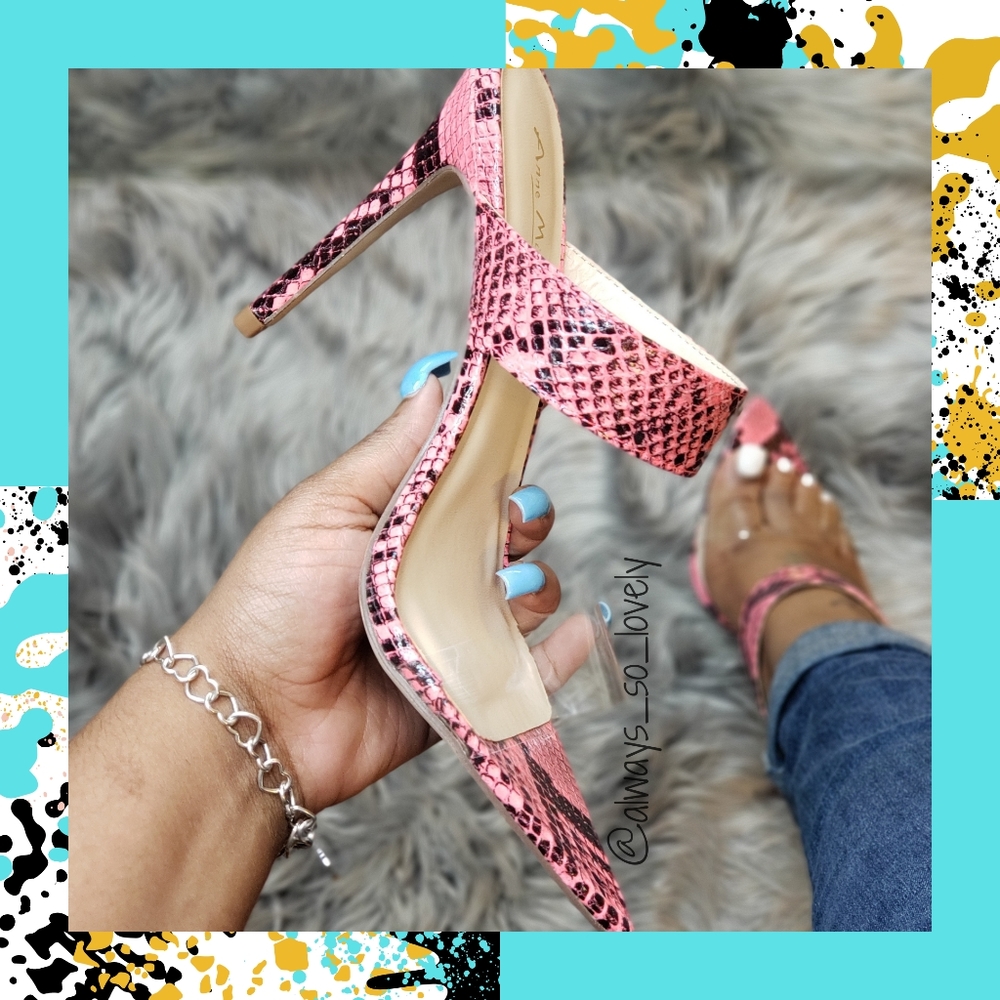 2/$15* Neon pink snake print heel